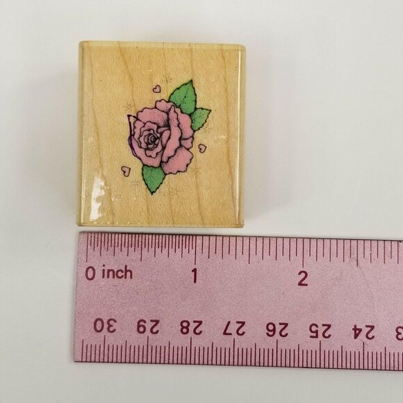 Hero Arts 1989 Vintage Rubber Stamp B-237 Rose Blossom Leaves Wood Mounted - Picture 8 of 8